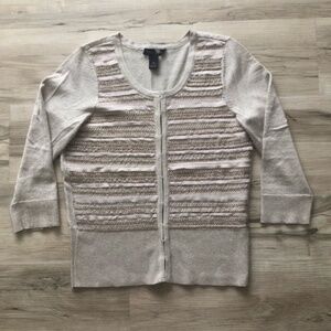 White House Black Market Women's Beige Cardigan Sweater